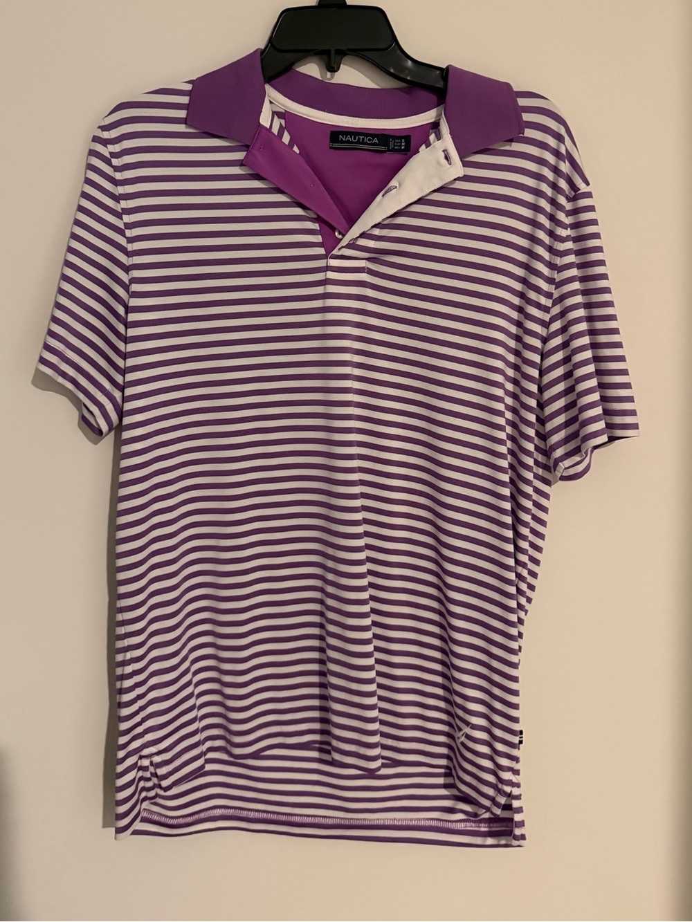 Nautica Purple & White Striped Short Sleeve Polo Men’s Small
